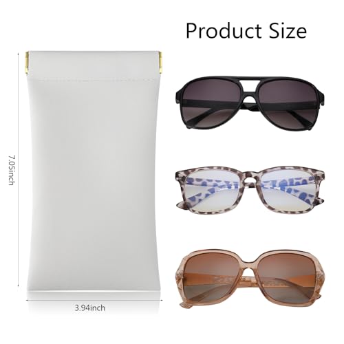 Image of 4Pcs Squeeze Top Glasses Case, Glasses Cases Soft, Portable Sunglass Case Soft Leather Eyeglass Case for Women Men Kid