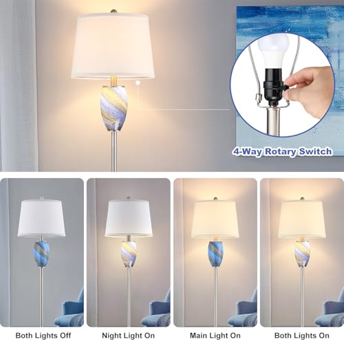 Image of Lovlast 65 inch Tall Floor Lamp, Blue Glass Modern Lamp for Living Room Bedroom