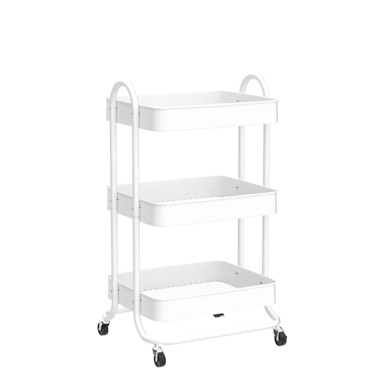 Craftelier - Chariot d'organisation en métal à 3 plateaux | 4 roues pivotantes 360º avec freins | Charge des plateaux 2,99 kg | Distance entre plateaux 25,5cm | Dimensions 78 x 40 cm - Couleur Blanche