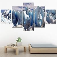 SIGNWIN 5 Panel Canvas Wall Art Modern Art Aerial Contemporary Cool Dramatic Multicolor Nature Photography Snow for Home Decorations Ready to Hang - 60