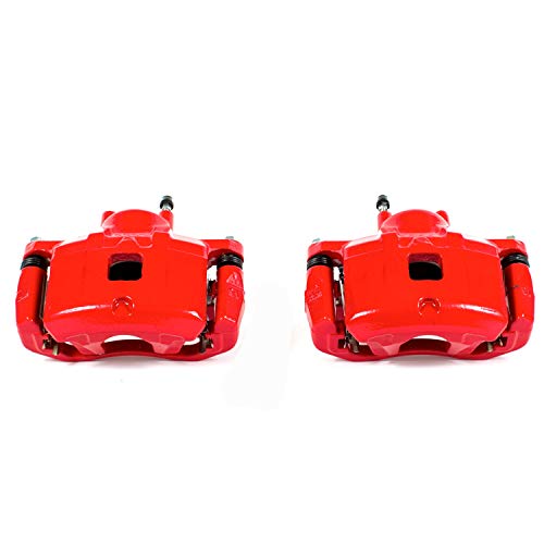 PowerStop Front Red Powder Coated Brake Caliper Pair for Chrysler 200 2011-14 |Sebring 2007-10 |Dodge Avenger 2008-14 |Caliber 2007-12 |Jeep Compass 2007-17 - High-Temp Brake Caliper Upgrade, S5032