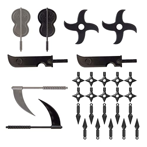 TopBrixx Custom Minifigures Weapon Set, 28 Pcs Custom Weapon Set for Ninja, Figure Weapon Compatible with Lego