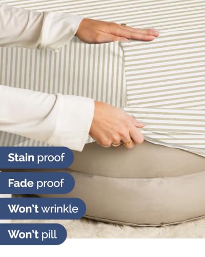 Image of CGK Linens 2 Pack Extra Deep Queen Fitted Sheets - Beige Stripes