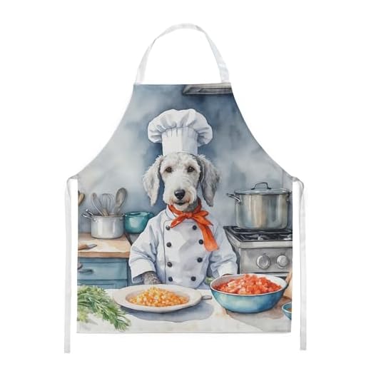 Caroline's Treasures Bedlington Terrier The Chef Apron Cooking Kitchen Server Baking Crafts Gardening for Adult Women Men, Unisex, Large, Multicolor
