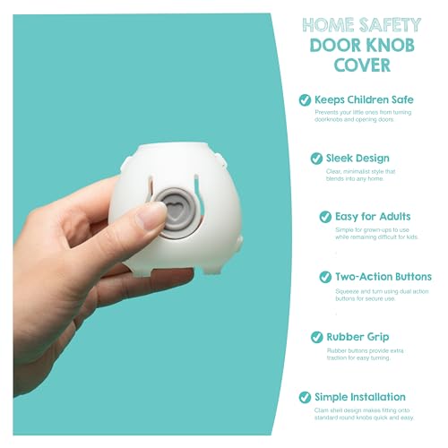 Image of Regalo 3 Pack Child Safety Door Knob Covers, Baby Proofing Door Handle Locks for Kids and Toddlers, Easy Grip, Easy Install, White
