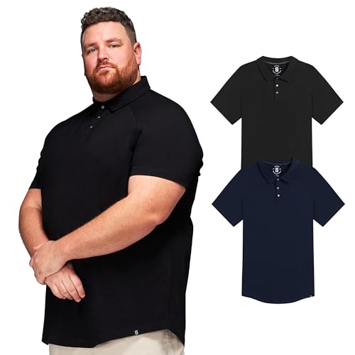 STRONGSIZE Mens Big & Tall Polo Shirt 2-Pack – Premium Stretch