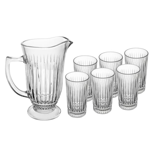 LYOR - Conjunto Jarra com 6 Copos de Vidro Deli Diamante 1L/300ml