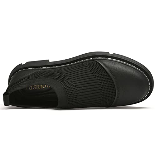 CERYTHRINA Men's Invisible Height Increasing Elevator Shoes 2 Inches Taller Mesh Leather Slip-on Casual Loafers3