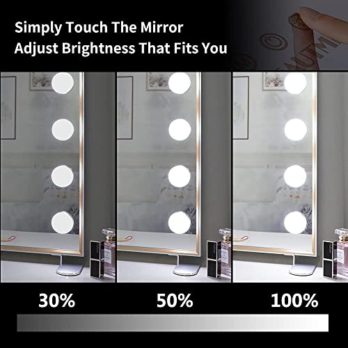 Anyhi 30"X22" Lighted Vanity Makeup Mirror With 15Pcs Led Bulbs, Hollywood Vanity Mirror With Lights, 10X Magnification And 3 Color Light Modes, Perfect For Dressing Room Tabletop, Silver And Gold #TOP3