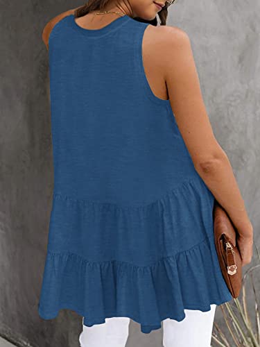Image of HAEOF Women's Summer Sleeveless Peplum Babydoll Tops Casual Crew Neck Flowy Loose Fit Tunic Tank Shirts
