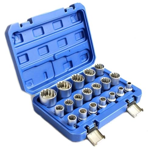 Qnkaa XH1925 Spline Socket Set 1/2 Inch Drive Universal Metric 8-32Mm 12-Point Cr-V Socket Set 19Pcs thumb #7