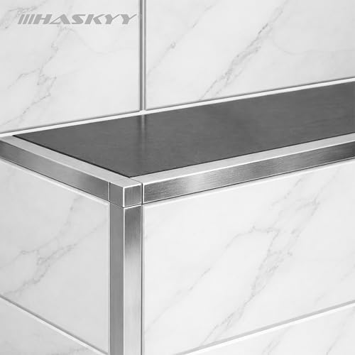 HASKYY Endstück für Fliesenschiene Quadratprofil Ecke V2A Edelstahl gebürstet Höhe 8mm 10mm 11mm 12,5mm Innen- & Außenecke Fliesenprofil (8 mm)