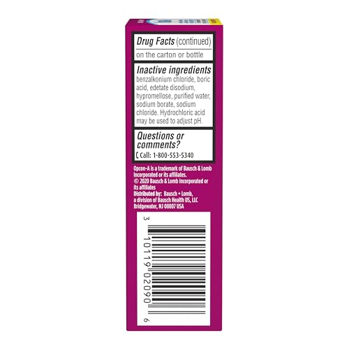 opcon-a allergy eye drops antihistamine and redness relief for itchy red eyes soothes irritation from pollen ragweed grass animal hair amp dander clinically proven formula 05 fl oz pack of 3