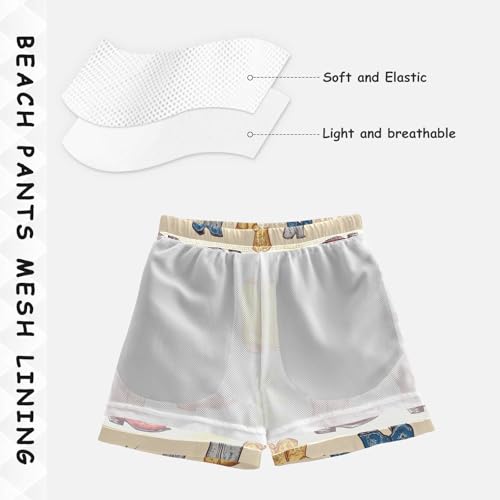 Pigsaly Boys Swim Trunks Cowboy Boots Wild West Brown Boys Board Shorts Swimsuit Swimwear Summer Bathing Suit S4