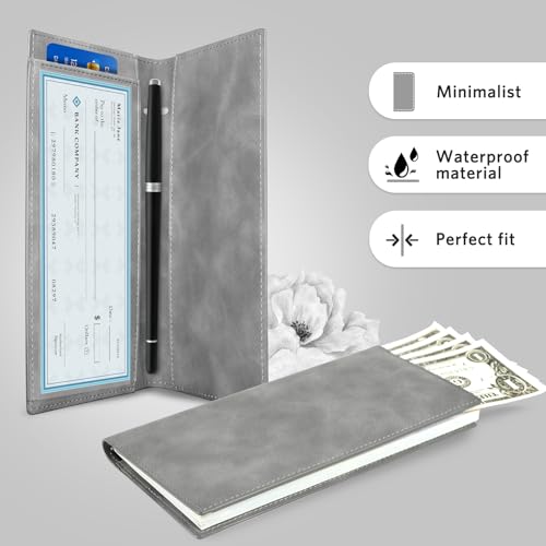 Image of CoBak Checkbook Cover for Women & Men - PU Leather Case with RFID Blocking | Classic Design Check Book Holder for Personal and Business