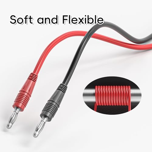 Image of 2PCS 4mm Banana Plug to Alligator Clip Test Leads (100cm /3.3ft) | Premium Copper Jumper Wires with Soft Flexible Cable for Multimeter & Electrical Testing
