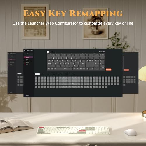 Image of Keychron B6 Pro Ultra-Thin Wireless Keyboard, Full-Size ZMK with Numeric Keypad Quiet Typing, 2.4 GHz /Bluetooth 5.2 /Wired Connection Long Battery Life, Compatible with Mac Windows Linux - Retro Red