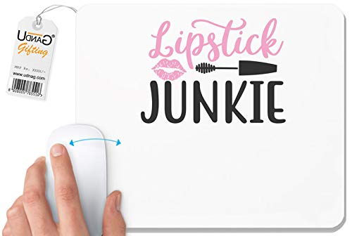UDNAG White Mousepad 'Makeup | Lipstick Junkie' for Computer/PC/Laptop [230 x 200 x 5mm]