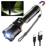 iodoo 3イン1 充電式懐中電灯 True 5000ルーメン 屋外 強力 コブライト 5000mAh ズーム可能なビーム LED フラッシュライト マグネット付き 停電 緊急サバイバルキット 吹雪 (プラス)