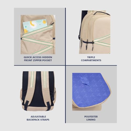 Image of United Colors of Benetton Phantom 34L Laptop Backpack, Water-Resistant, Fits 14-inch Laptop, Stylish & Organized for Professionals