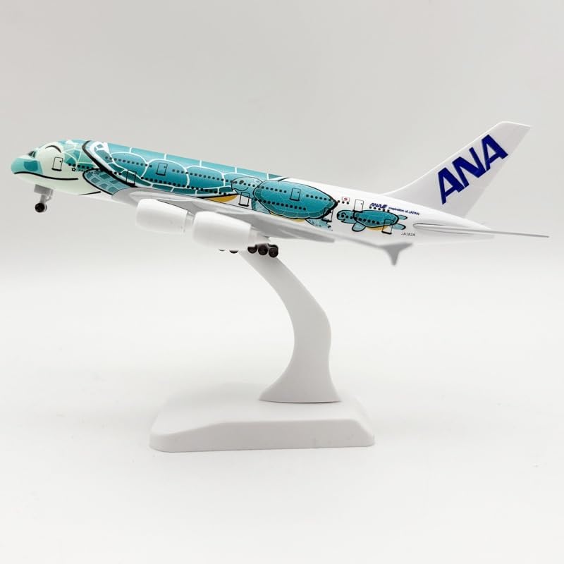 ANDSYYDS 20CM / 8 Inch A380 Sea Turtle Metal Airplane Model Sea Turtle Airplane Model Kit with Display Stand for Adult Aviation Gifts or Alloy Airplane (Green)