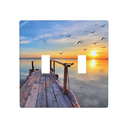 Lichtschalterabdeckung für See, Sonnenuntergang, Doppelfach, Heimdekoration, Schalterplatten und Steckdosenabdeckungen, Wandplatten für Heimdekoration, Büro Cover