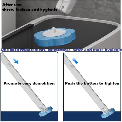 Image of CRIYALE Disposable Toilet Brush with 6pcs Sponge Refills, Wall Mounted Bracket Disposable Toilet Bowl Cleaner Wand, Toilet Cleaning System for Supreme Deep Cleaning and Hygienic Bathroom with Holder