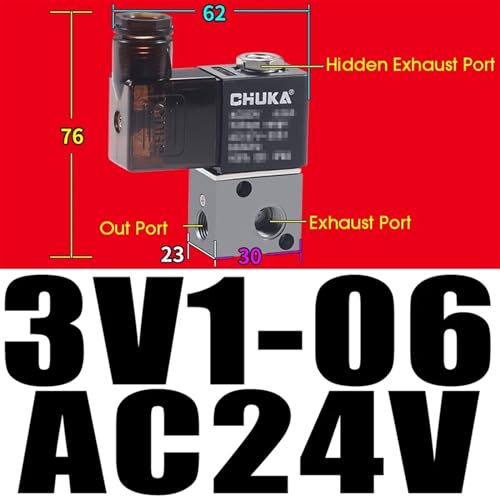 Válvula solenoide neumática 3V1-06 AC24V compacta de aluminio resistente 3