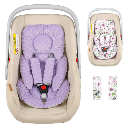 Image of GFU Infant Car Seat Insert Head and Body Support with 2 Strap Pads Purple
