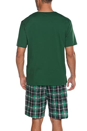 Sykooria Mens Pajamas Set Cotton Pajamas Shorts Set Short Sleeve Pjs Sets Soft Sleepwear S-XXL2
