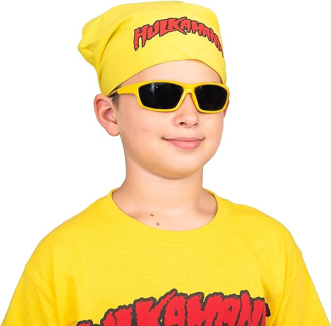 Hogan Wrestler Yellow Red Kids Sunglasses Halloween Costume Accessory (Yellow)
