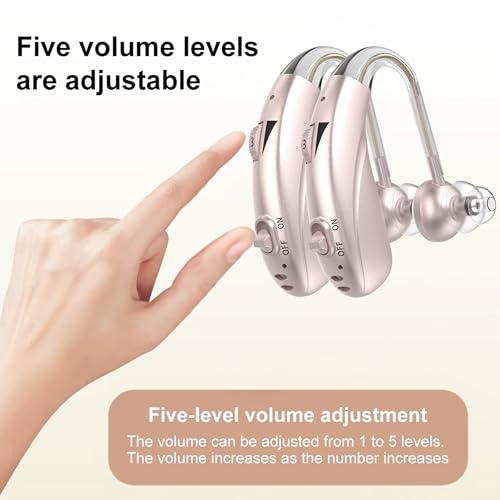 Image of FASTWELL F28-2 Unit for Both Ear Digital Advanced Rechargeable Hearing Aid for Adults with Hearing Loss | |Digital Noise Reduction | (Rose Gold-Pair) | 1-Year Warranty