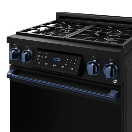 Image of Gordon Ramsay by THOR Kitchen 30 Inch Professional Gas Range with Tilt Panel Touch Control in Black /Navy Blue