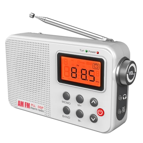 Harewtwy Radio Retro con Pilas/Enchufable, Receptor FM, Am y SW, Pantalla LCD, Reloj Despertador, Radio Multibanda.