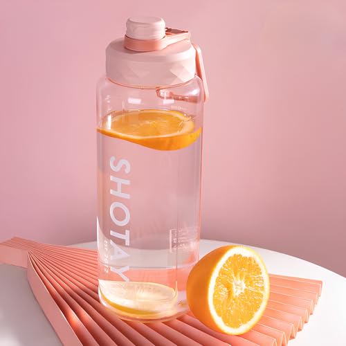 THE VENTI SHOTAY Large Tritian Water Bottle 2000ML for Home, Office & Gym | BPA Free Premium Plastic Bottle with Holder | Peach
