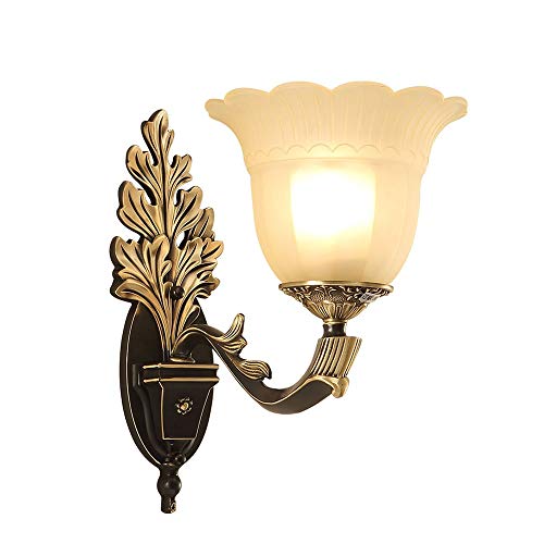 Lámpara de pared retro de cristal y aplique de cobre rústico para interiores