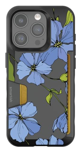 Smartish iPhone 15 Pro Wallet Case - Wallet Slayer Vol. 1 [Slim + Protective] - Blue Blossoms - Drop Tested 6FT - Credit Card Holder - Floral Case for Women - Fits Apple iPhone 15 Pro