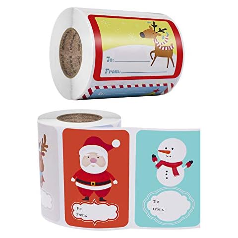 500PCS Christmas Stickers for Presents, Self Adhesive Xmas Stickers 12 Patterns Decorative Christmas Label Stickers Penguin Santa Snowman Reindeer (Lovely Animals) Cover