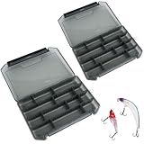 2 Stücke Köderbox Angeln, Angelbox Wasserdicht Tackle Box Angeln Angelkoffer Angelzubehör mit Einzelne Fächer einstellbar für Angel Zubehör Koffer Berger Tasche Zite Fishing Angeltasche Angelblei