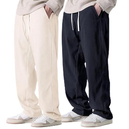 Image of Preneum Men Mid Rise Poly Cotton Loose Fit Trouser || Korean Style Travel & Lounge Wear with Pockets (Available in Plus Size)