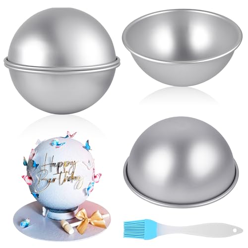 Akamino 2 Pcs Hemisphere Cake Pan, 8 Inch 3D Football Cake Pan, Aluminum Half Ball Cake Mold, Nonstick Baking pan for Birthday Wedding Anniversary...
