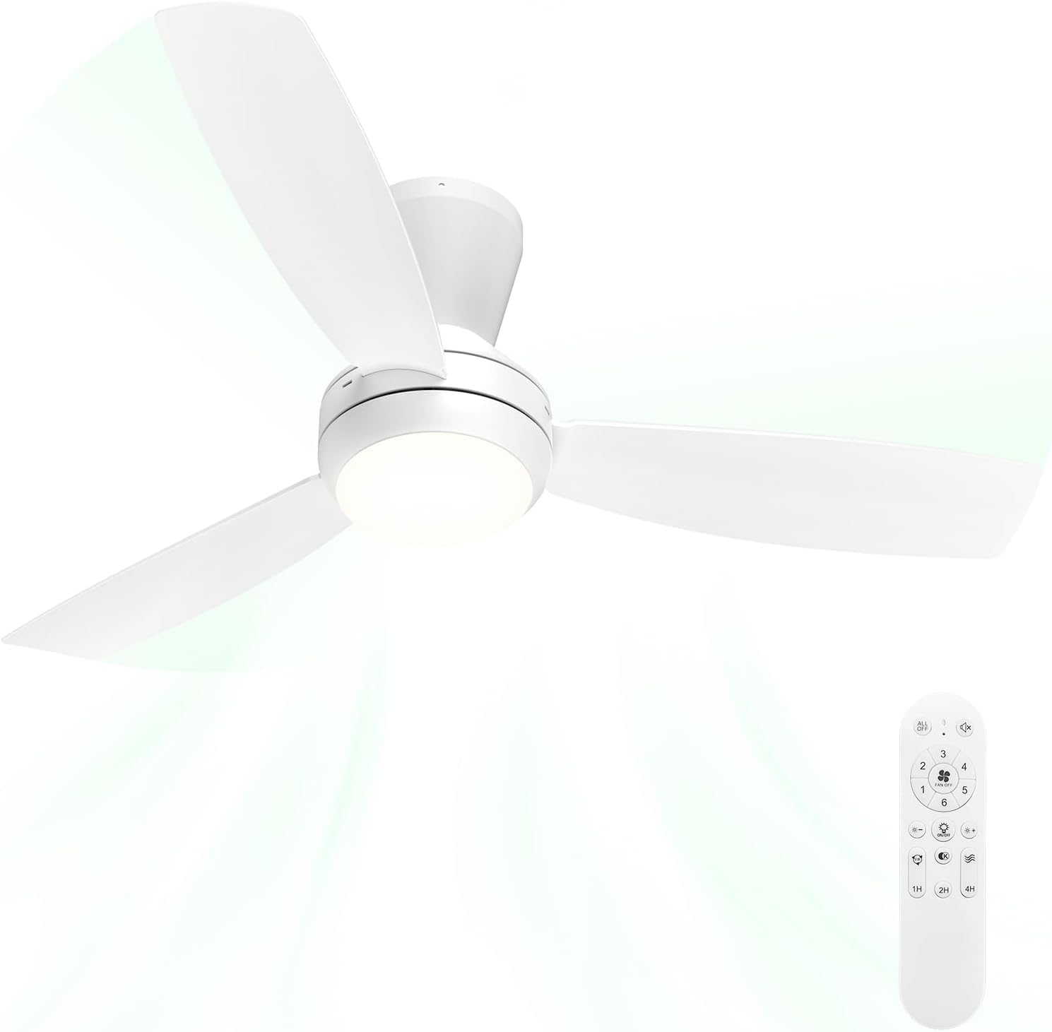 Airwit Ventilatore da Soffitto con Luce 106cm, Silenzioso Plafoniera con Ventilatore per Camera e Soggiorno, 3 Pale Snap-On, LED Dimmerabile 3 Colori, Motore DC Reversibile, Telecomando, Bianco