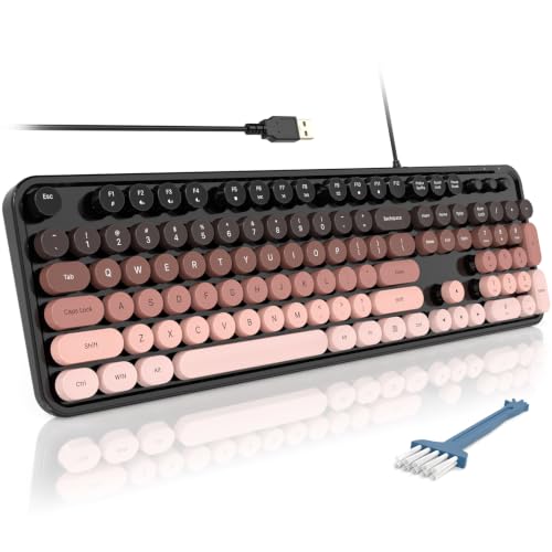 Image of MOFII Computer Keyboards Wired, Plug Play USB Full Size Typewriter Keyboard, Cute Colorful Aesthetic Keyboard with Foldable Stands for Windows PC Laptop (Black Berry)