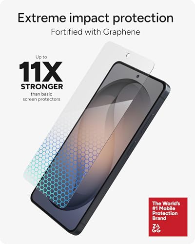Image of ZAGG Glass XTR5 Samsung Galaxy S26 Ultra Screen Protector - 11x Stronger Graphene-Infused Tempered Glass, Blue Light Filter for Better Sleep, Anti-Reflective, InvisibleShield, Easy Installation