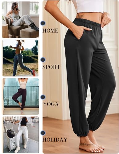 Ekouaer Calça de pijama, calça de moletom folgada confortável para relaxar e dormir com bolsos para