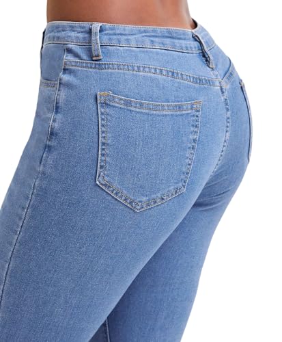 Women’ Casual Classic Bell Bottom Jeans Distressed Ripped High Waist Denim Flared Pants4
