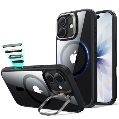 Image of ESR for iPhone 17 Case with Stash Stand, Camera Control Cover Compatible with MagSafe, Military-Grade Drop Protection Magnetic Phone Case, Scratch-Resistant Back Cover,Clear Black