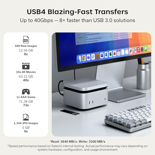 Image of Satechi USB4 NVMe SSD Enclosure for Mac mini M4, M.2 NVMe SSD Enclosure with up to 40Gbps, up to 8TB, for Sizes 2280 /2260 /2242 /2230mm, Compatible with Thunderbolt 5 /4, USB4 (SSD Not Included)