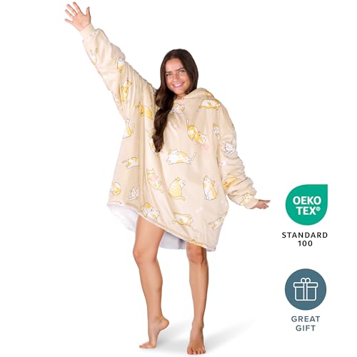 Image of Bare Home Wearable Blanket Hoodie - Soft Plush Sherpa - Warm and Cozy - Oversized Wearable Blanket