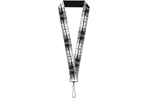 Buckle-Down Lanyard-1.0"-Multi Stars Black/Leopard/Baby Blue Outline